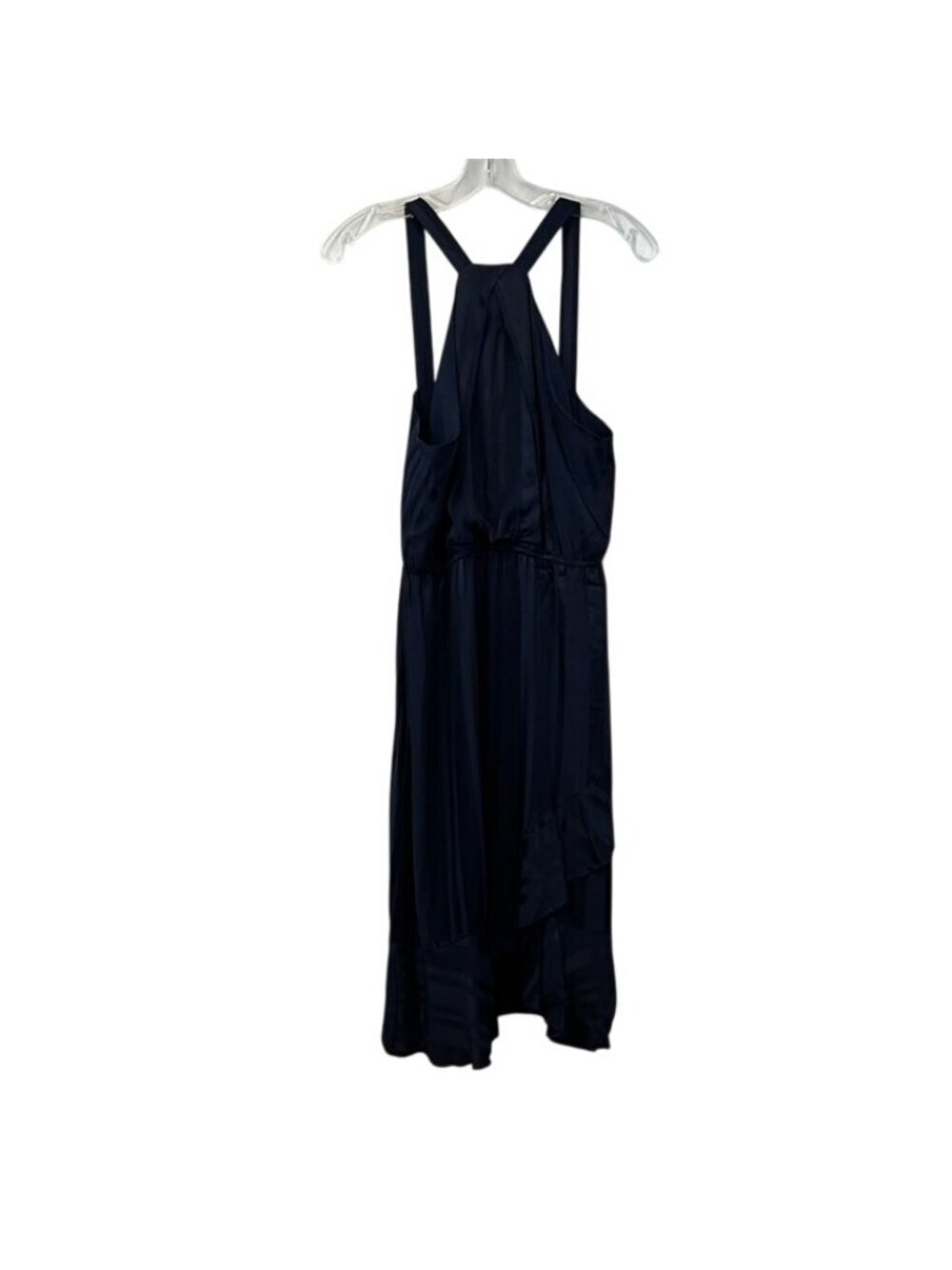 Lucy Paris Womens Aniston A Line Dress Navy Ruffle Hem Halter Pullover Lined M